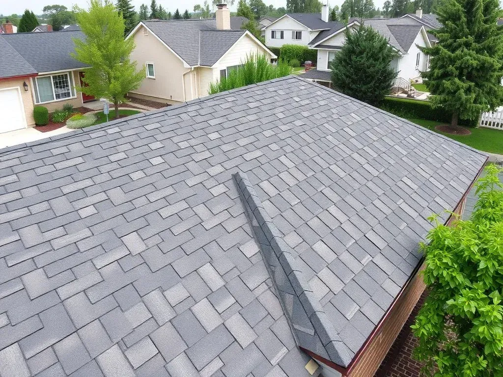 Completed shingle roofing project
